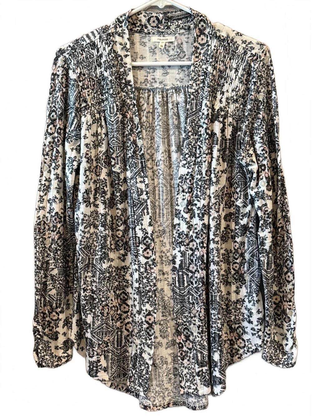 Maurices Medium Floral Patterned Lightweight Cardigan